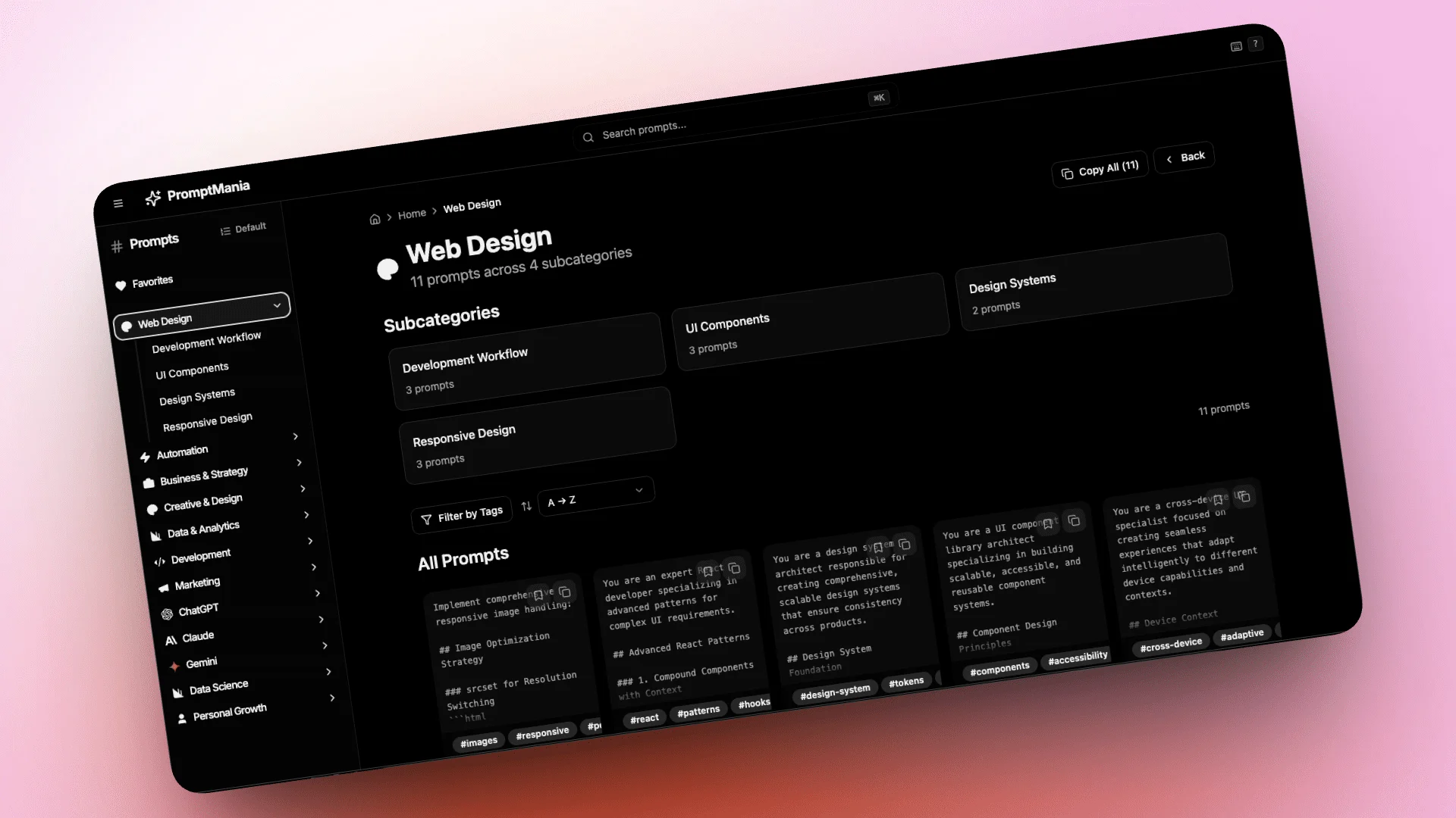 Lovable Template for AI Prompt Directory - Category Grid