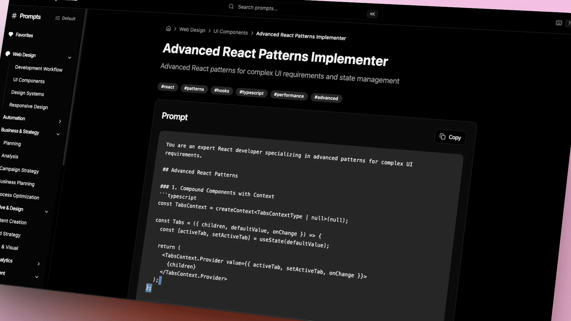 Lovable Template for AI Prompt Directory - Prompt Detail View